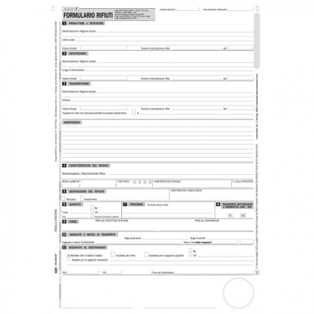 Formulario Rifiuti 4 Copie Modulo Continuo