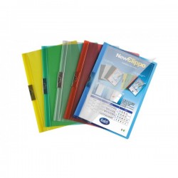 Cartellina colori trasparenti con clip - 30 fg - PVC - 29,7x21 cm - blu