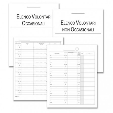 REGISTRO ELENCO DEI VOLONTARI - 64 PAGINE PRENUMERATE - 31X24,5 CM